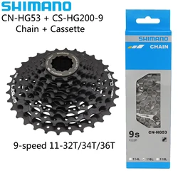 SHIMANO CN-HG53 9 Speed Bike Chain CS-HG200-9 11-32T/34T/36T Cassette Sprocket for MTB Bike Original Bicycle Parts