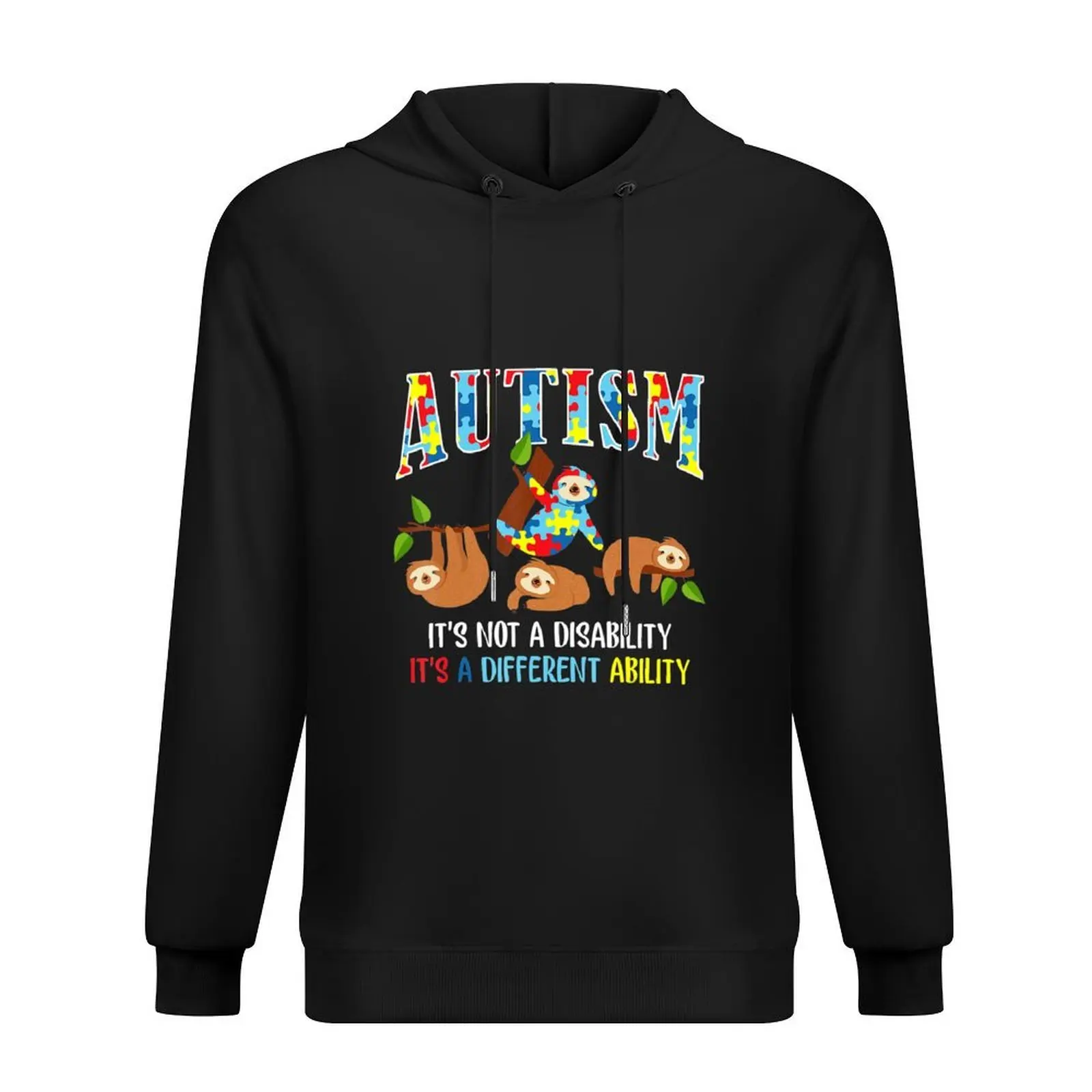 

Autism Its Not A Disability Autism Awareness Sloth Hoodie autumn jacket men men's clothes graphic t shirts men graphic hoodies