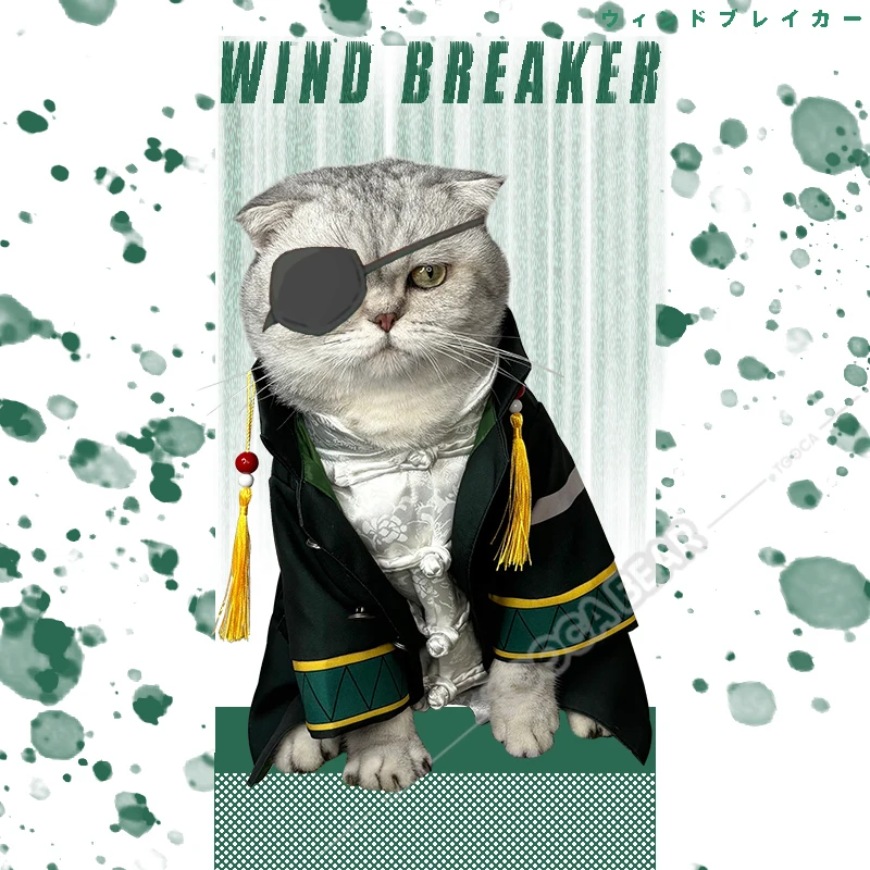 Hayato Suo Cat Costume Cosplay Uniform Clothes Anime WIND BREAKER for Cats Dog Pet  Furin High School Halloween Party Make Up