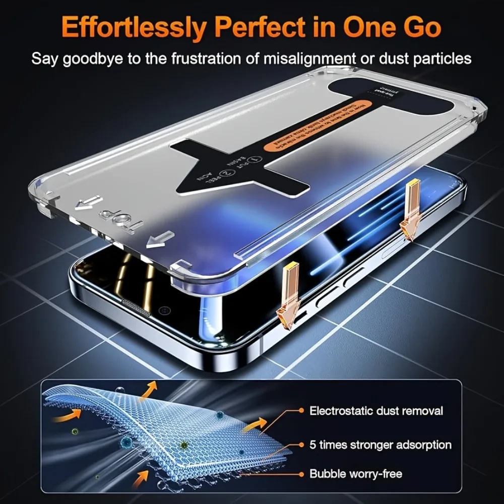 3 قطعة غطاء كامل HD حامي الشاشة آيفون 17 16 15 14 13 برو ماكس 17 الهواء 16e 12 11 برو 15 14 زائد XR XS سهلة التركيب الزجاج