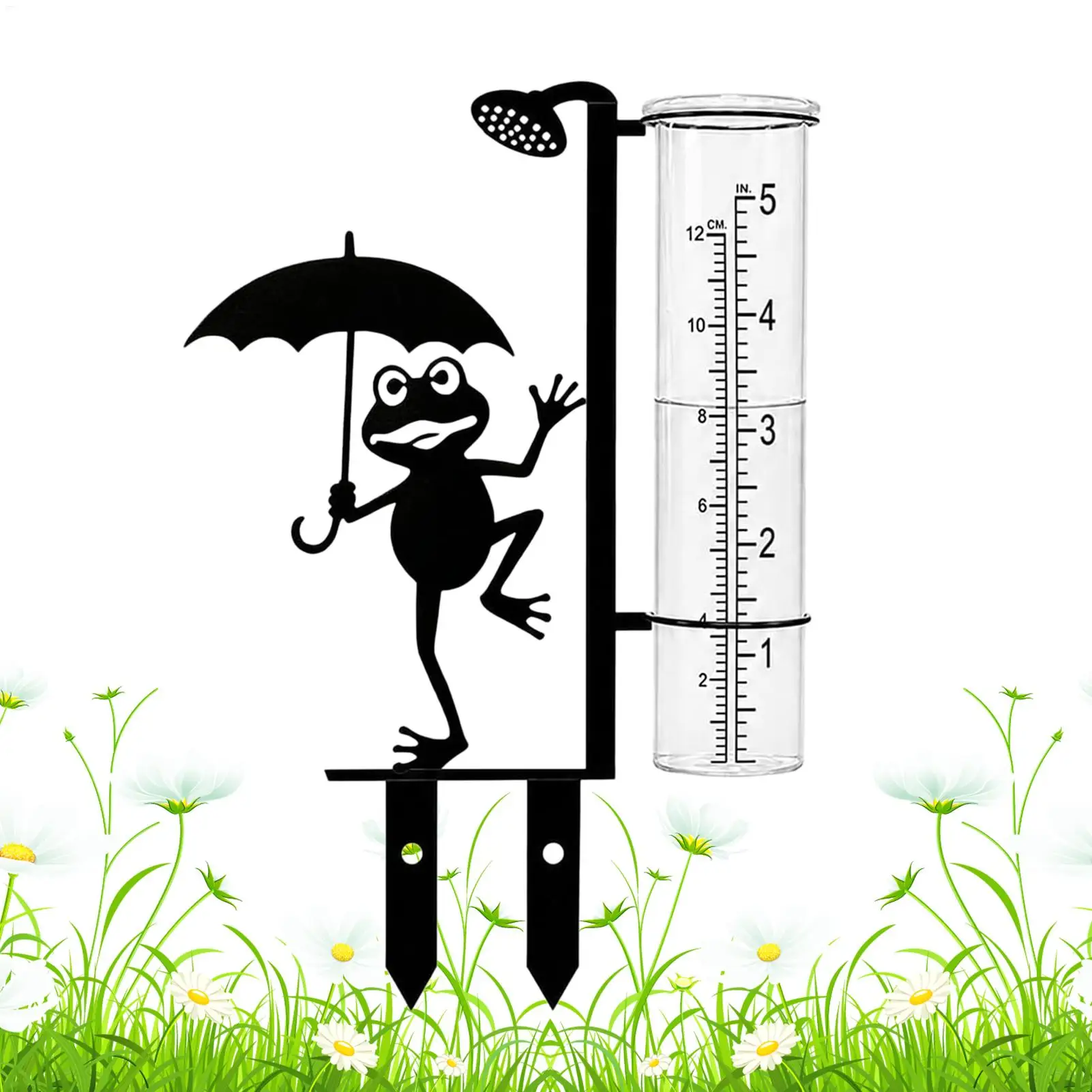 Rain Gauge Metal Accurate Decorative Frost-Resistant Freeze Proof Rain Gauge Garden Decor for Lawn Patio Porch Ground Flower Bed