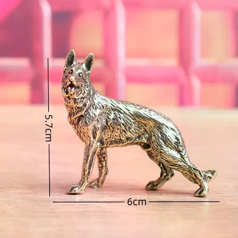 Vintage Copper Lucky Dog Miniature Figurines Desktop Small Brass Ornaments Wolf Tea Pets Home Decorations - view 4