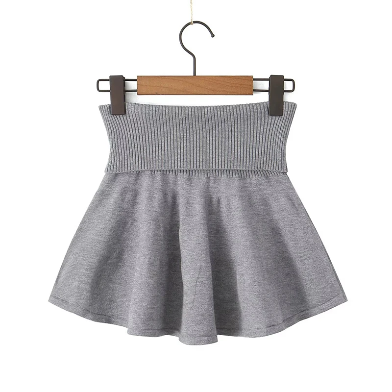 YENKYE Cool Girl Y2K Knit  Skirt Sexy Low Waist A-line Mini Skirts American Retro saia Gray Black Blue Jupe