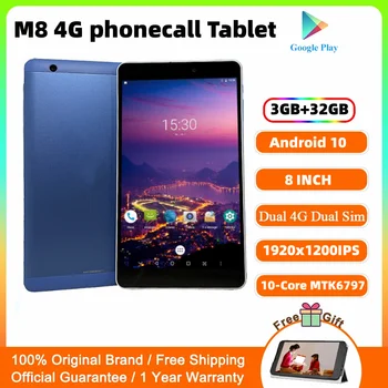 8-Zoll M8 4G Phonecall Android 10 Tablet MTK6797 10-Core-CPU 1920 x 1200 Pixel 3 GB RAM 32 GB ROM WIFI GPS Bluetooth 4.2