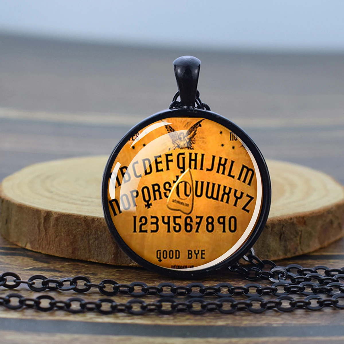 Halloween Ouija Board Picture Glass Cabochon Pendant Necklace Gothic Halloween Jewelry