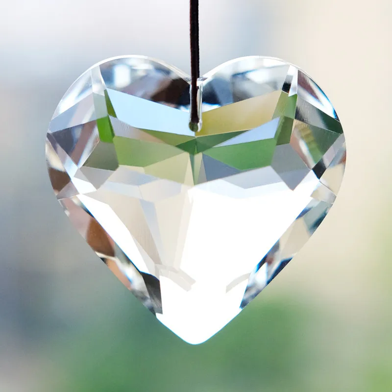 Najwyższa jakość 45mm Sparkle K9 Crystal Peach Heart Love Sun Catcher Lighting Pendant DIY Jewelry Ornament Wedding Party Decoration