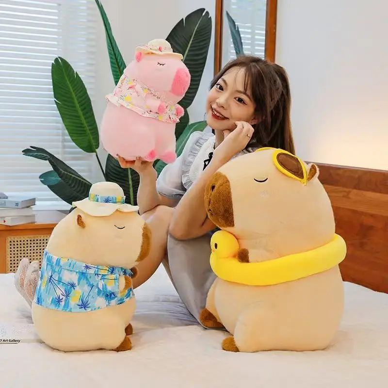 

Yellow Duck Swim Ring Capybara Plush Toy Cute Simulation Beachwear Capibara Kawaii Stuffed Animal kapibala Birthday Travel Gifts