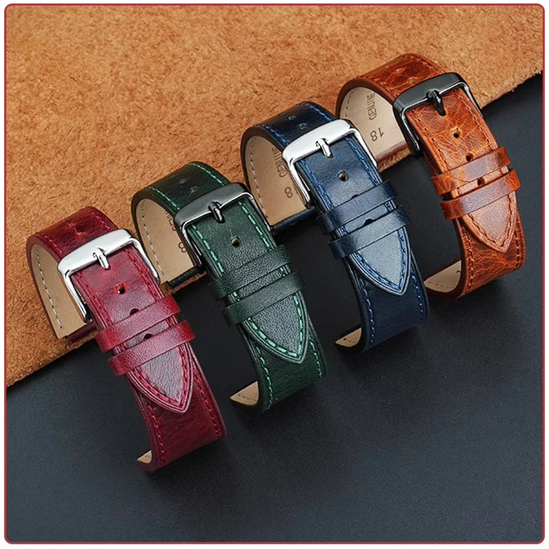 Pulseira de relógio de couro retrô para casio AE-1200/1300 a158w/we 593 a159w F-91W a168/169 pulseira vintage masculina de couro 18mm