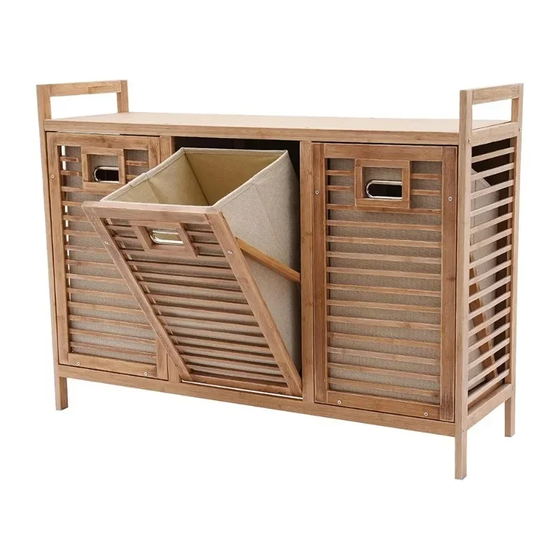 

3 large capacity bamboo laundry baskets