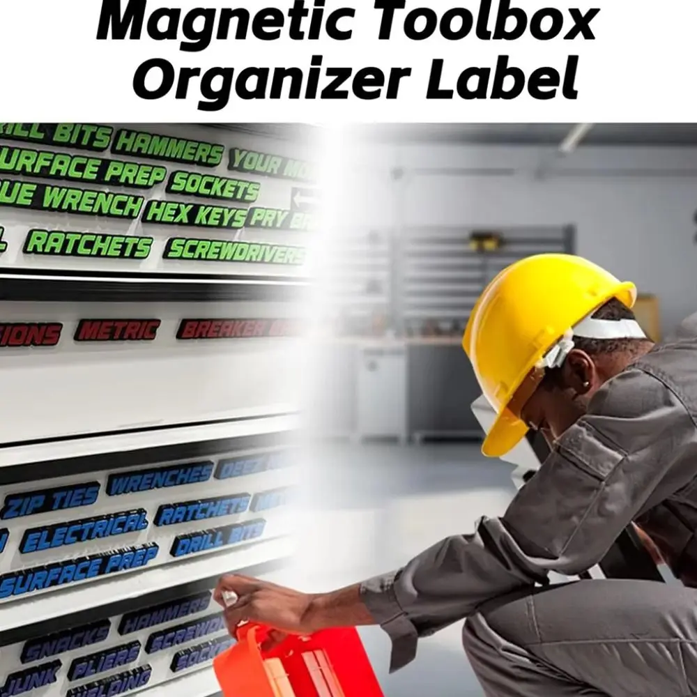 Mini Size Magnetic Organizer Labels Multifunctional Bold Printing Toolbox Organization Labels 3D Design Reusable