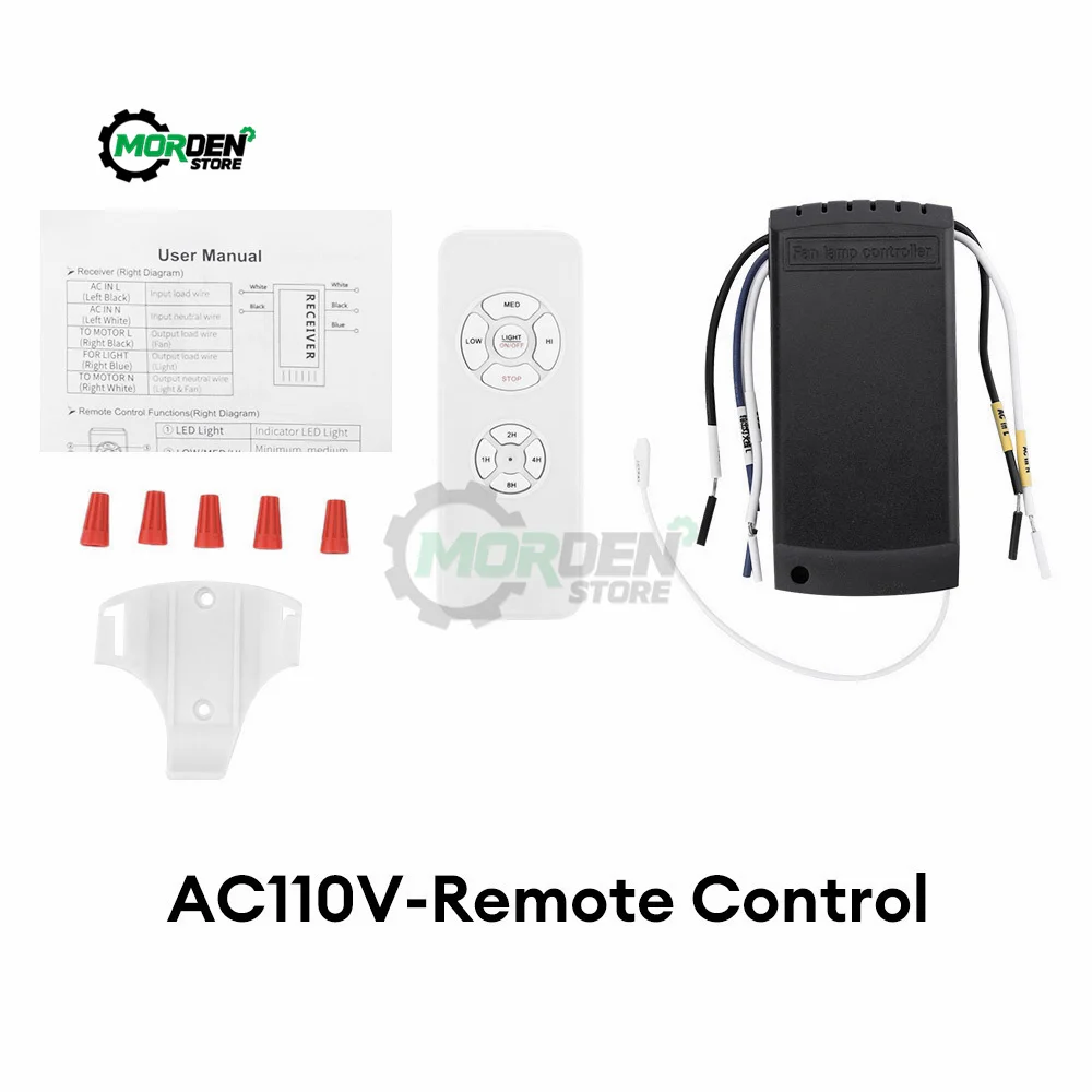Universal Ceiling Fan Lamp Remote Control  SwKit AC 110-240V Timing Control Switch Wind Speed Transmitter Receiver Power Supply