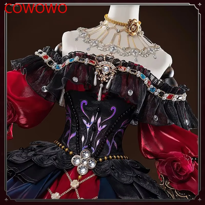 COWOWO Identity V Marie Bloody Queen Game Suit Elegant Dress Uniform Cosplay Costume Halloween Carnival Party Outfit Women