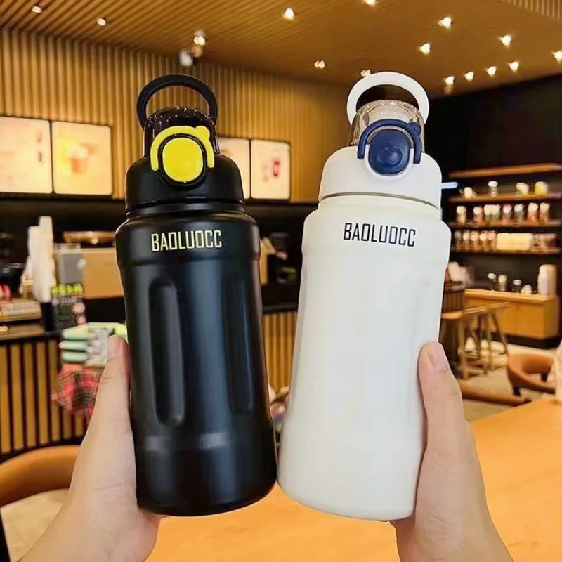 

Stainless Steel Large-capacity Vacuum Thermos Cup, Portable High-value Outdoor Sports Straw Cup, Gift Cup for Boys and Girls