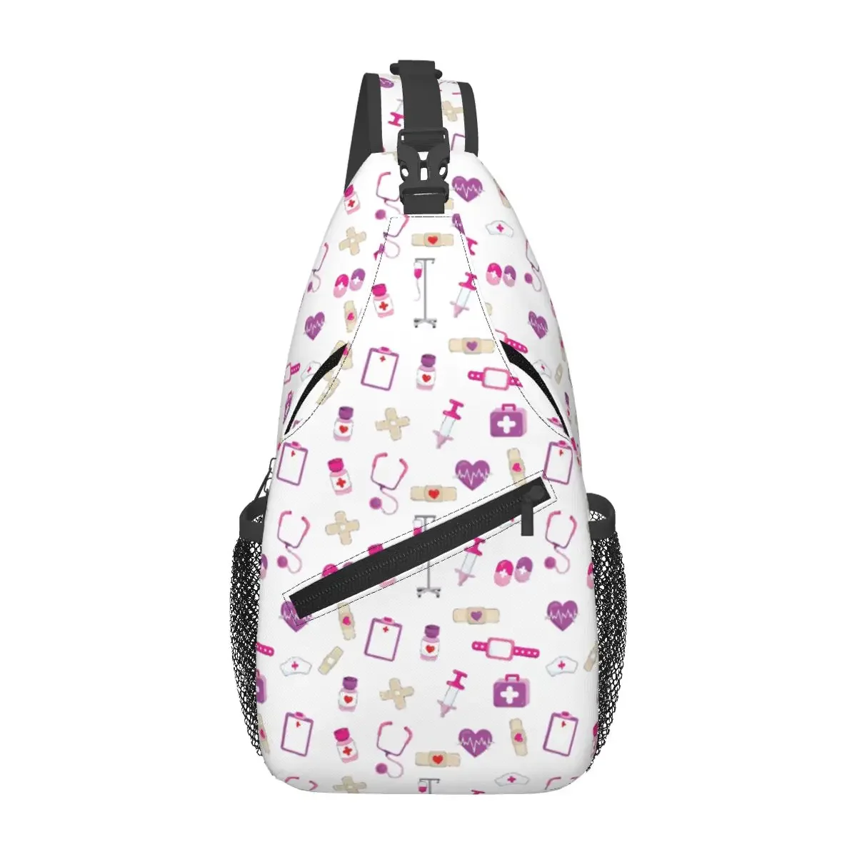 Cute Hospital Medical Pattern Gift For Nurses Chest Bag Men Sling Crossbody Backpack Chest Bag Traveling Daypack Shoulder Bag