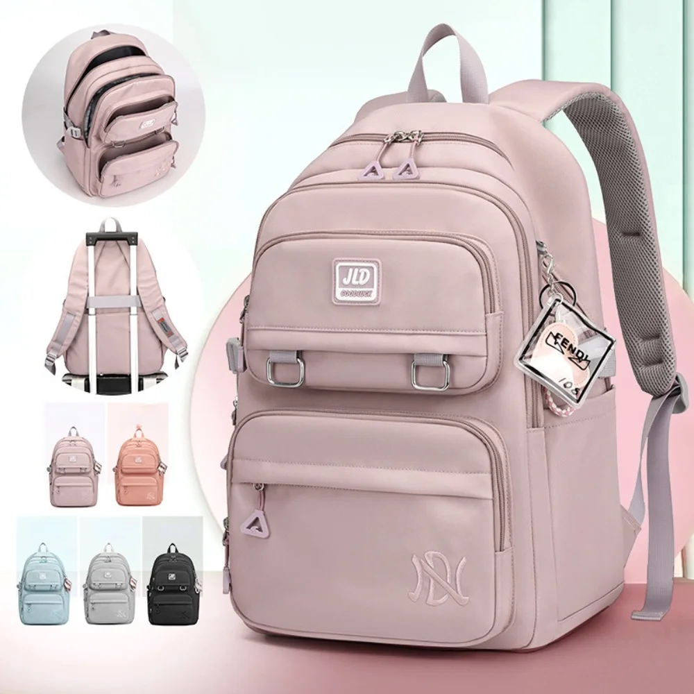 

Student Backpack Girls Backpack Waterproof Breathable Travel Bag Multi-Pocket Zipper Leisure Bag Large Capacity Preppy Backpack