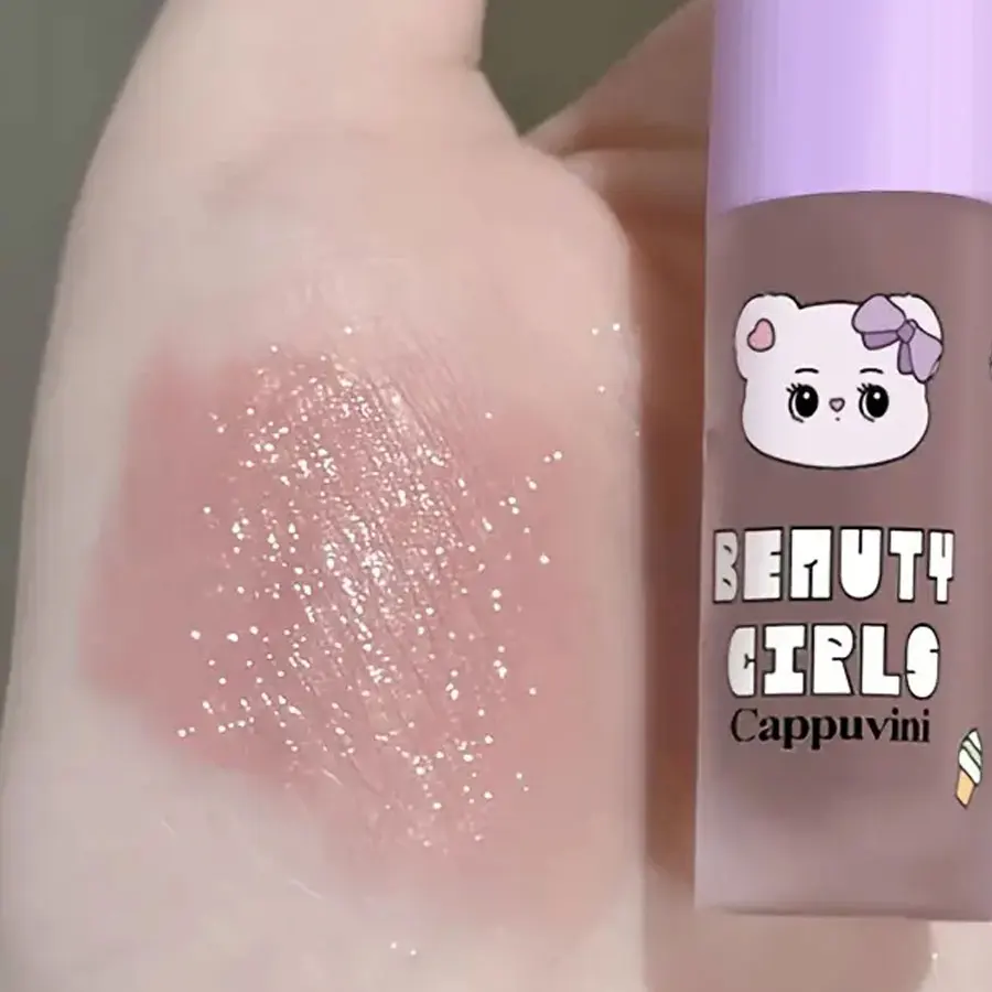 Sombra líquida brilhante, iluminador com brilho com acabamento fosco e brilhante, temático de urso, de longa duração, fácil de aplicar, 3 cores O