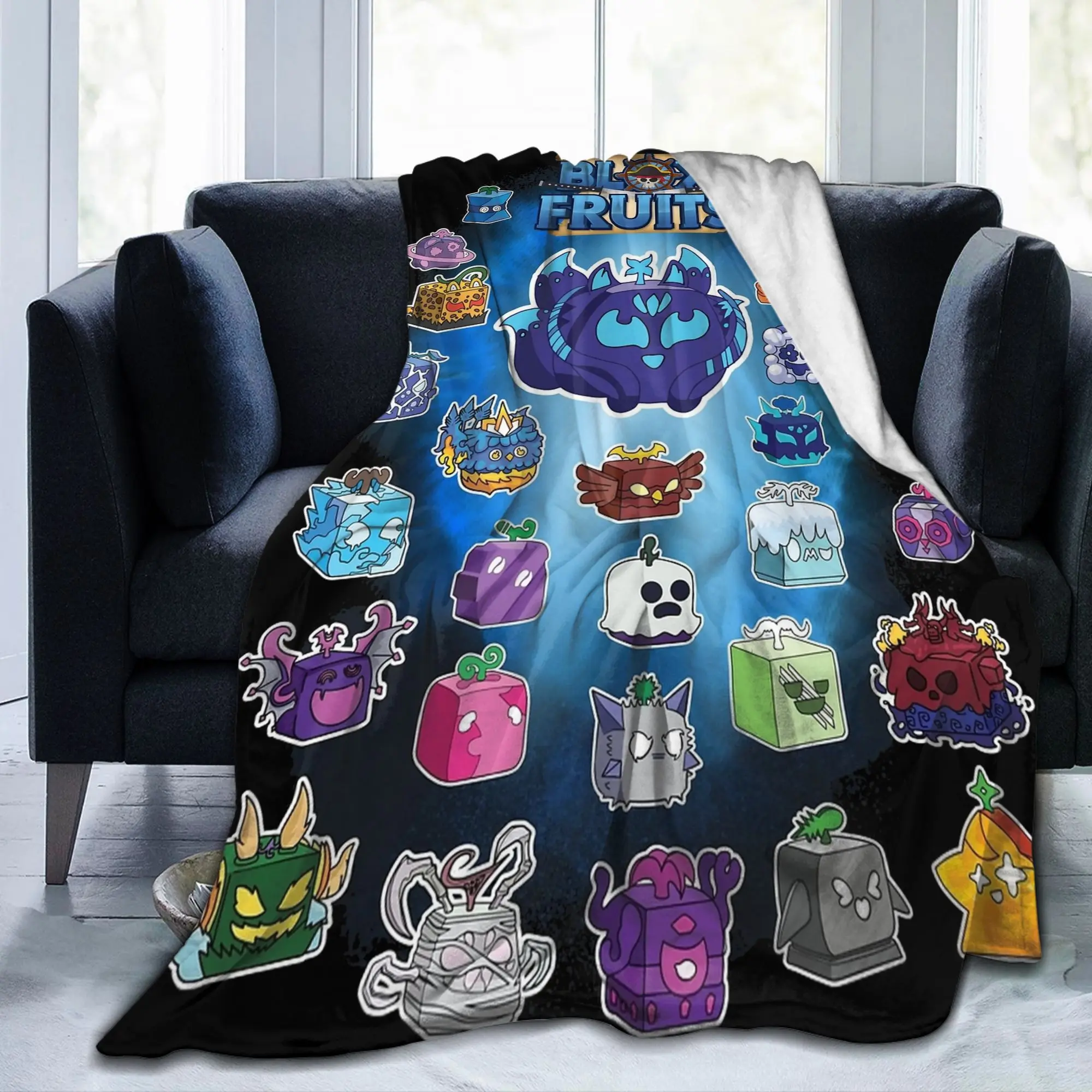 B-Blox Kitsune All Characters Fruits Blanket Game Cartoon Fuzzy Throw Blanket Decoration Ultra-Soft Warm Bedspread Multifunction