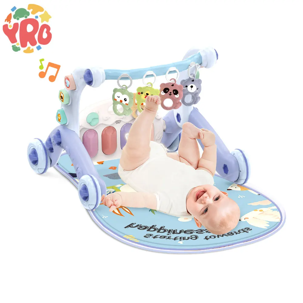 Baby Multifunction Music Pedal Piano Rack Mat Toy Early Educational Walkers Toys Toddler Trolley Crawling Game Christmas Gift