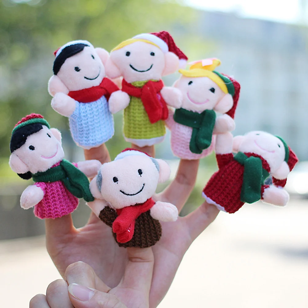 6PCS Weihnachten Finger Puppe Set Cartoon Schöne Familie Interaktive Spielzeug Finger Spielzeug für Kinder Weihnachten finger handpuppen