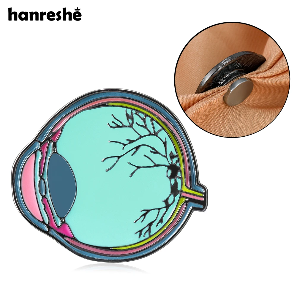 Hanreshe Medical Eye Magnet Brooch Ophthalmology Eyeball Magnetic Pin Creative Punch-Free Lapel Badge for Doctor Nurse