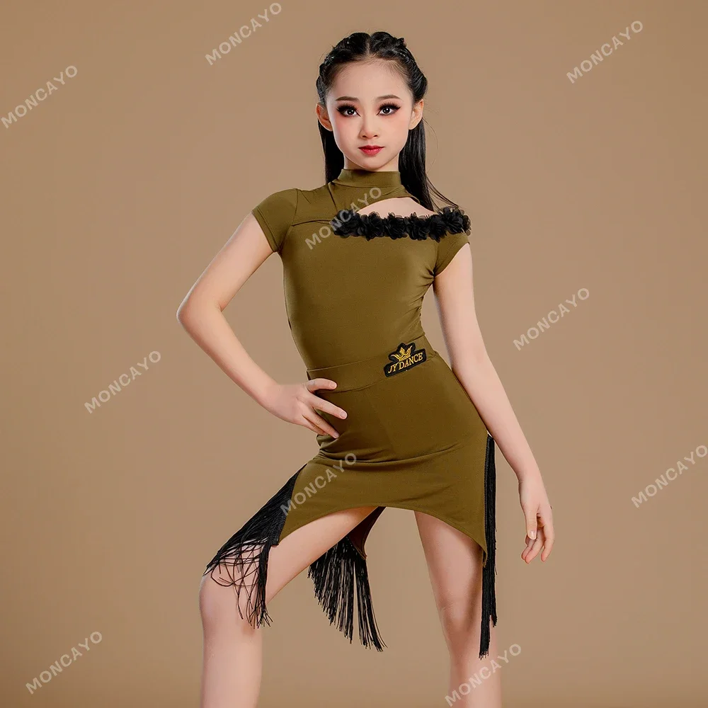 

Tango Rumba Latin Dance Dress for Girls Fringe Dance Skirt Samba Salsa Dancing Dress Kids Competition Ballroom Dance Dresses