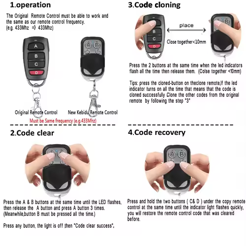 433MHZ Remote Control 4 Button Remote Controller Duplicator Universal Garage Door Opener Clone Rolling Code for Gate Garage Door - Image 3