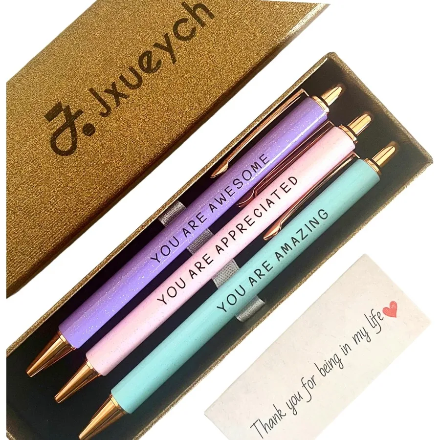 

Inspiratiol Metal Pens for Women 3Pack Empowering Quotes: 'AWESOME AMAZING APPRECIATED' with Gift Box and Card Gifts for Nues T