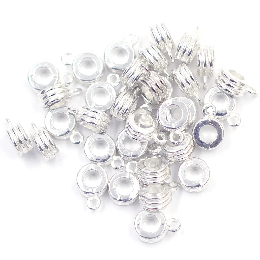 

20PCS Silver Plated European Charm Bail Beads Fit 3mm Snake Chain DIY Bracelets Crafts Making Accessories
