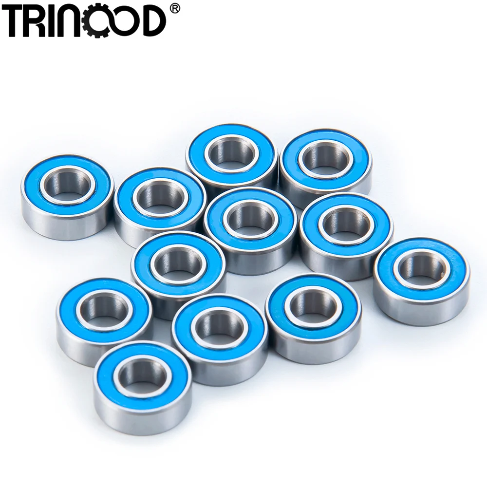 TRINOOD 12PCS Rubber Seal Bearing Kit for 1/14 Tamiya Frog, Super Blackfoot, & Stadium Blitzer Blue Ball Bearing Parts