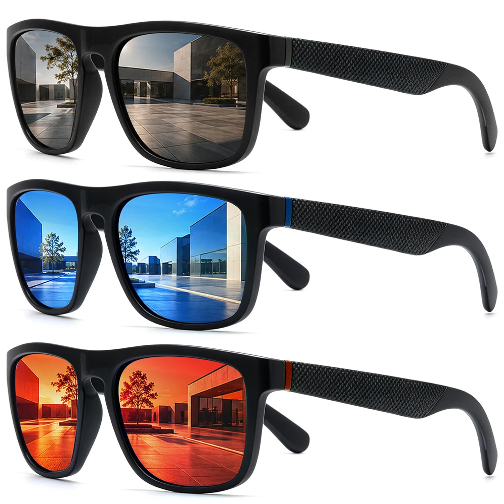 1PC/3PC Matte Square Polarized Sunglasses Men Women Anti-Gla