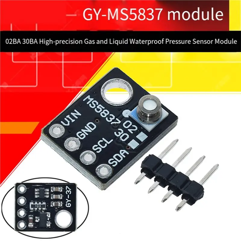 SQPP-MS5837 Sensor Module 2PCS High Precision Waterproof Pressure Transducer For Gas Air Liquid I2C Communication 30BA