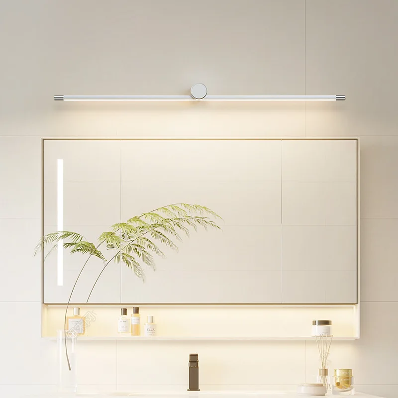 

Simple modern cream style, powder room bathroom cabinets, vanity mirror headlights