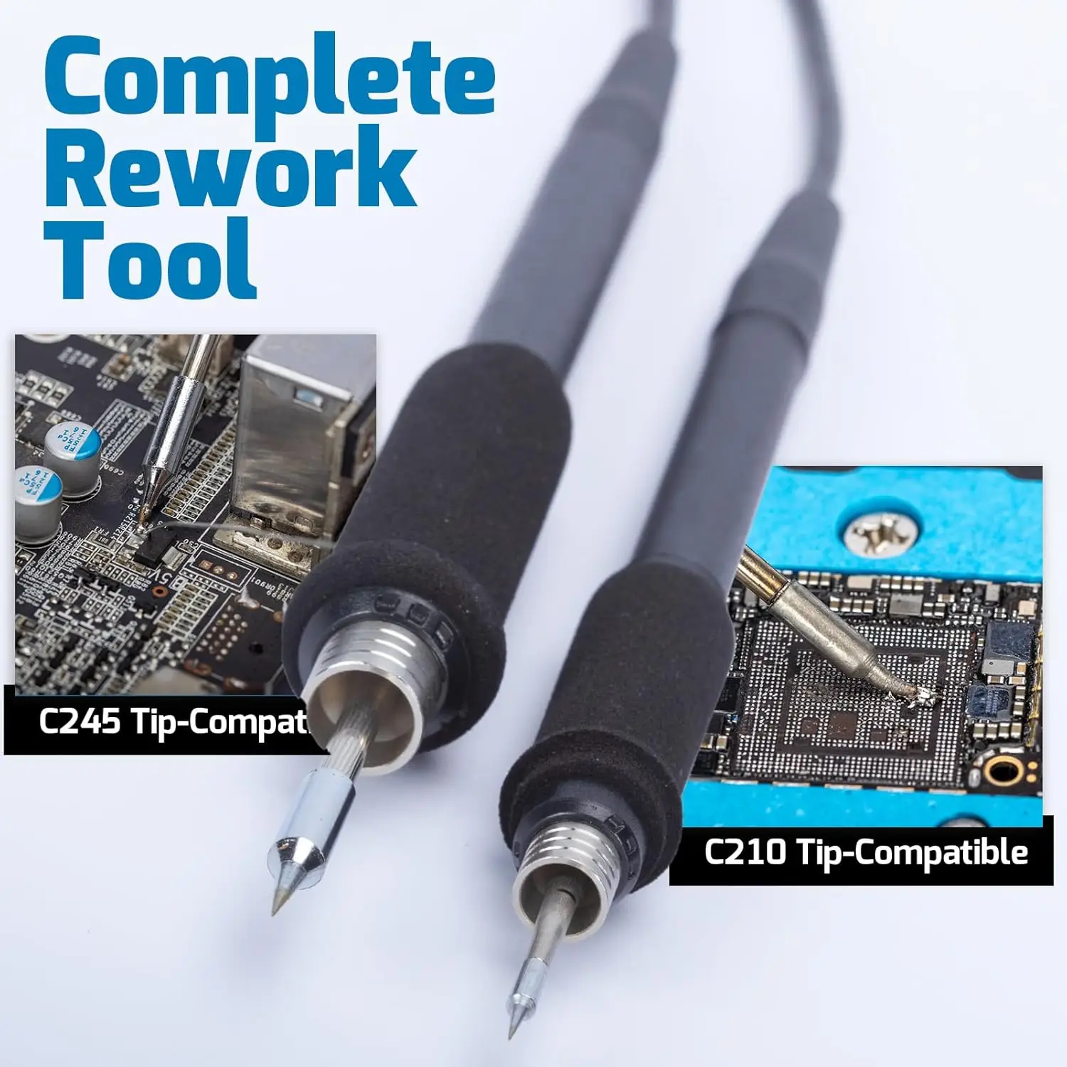 Estación de soldadura de precisión 982D con calibración automática, pantalla inclinable, Compatible con C245/C210, soldadura sin plomo de 2 carretes, 6 carritos