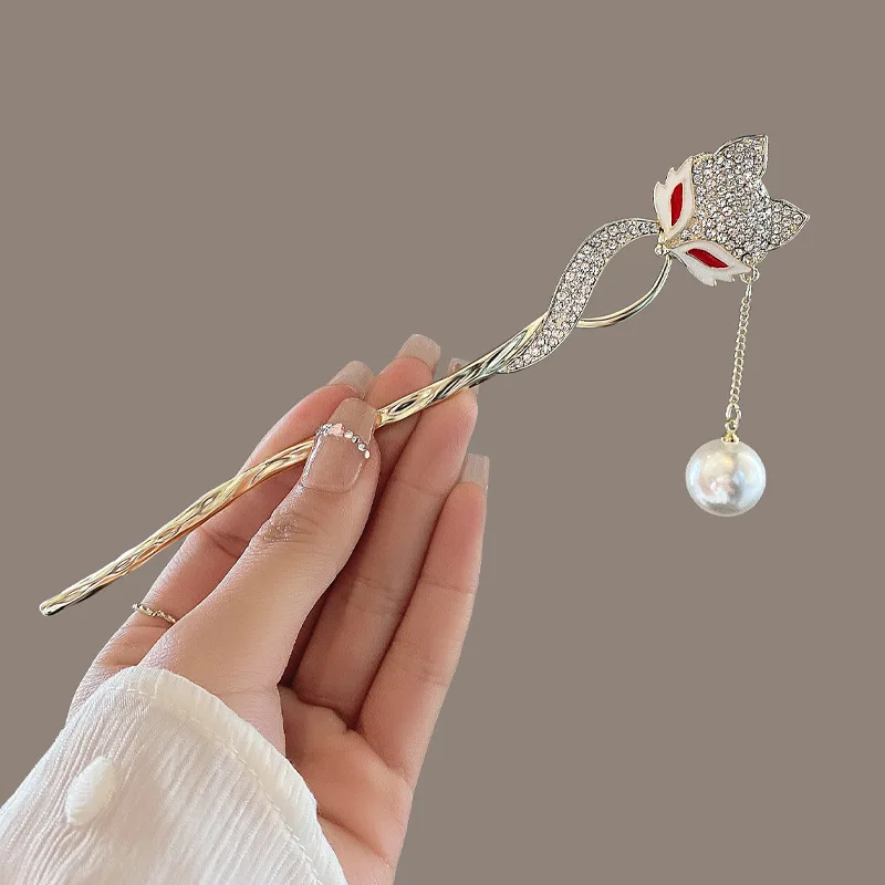 High End Fox Hairpin for Women A Sense of Luxury Modern Simplicity Ancient Style New Chinese Style Tassel Hanfu Qipao Hairpin