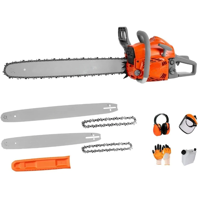 2-Cycle Top Handle Gas Powered Chainsaw 24 Inch 20 Inch Petrol Handheld Cordless Chain Saw for Tree Wood Cutting