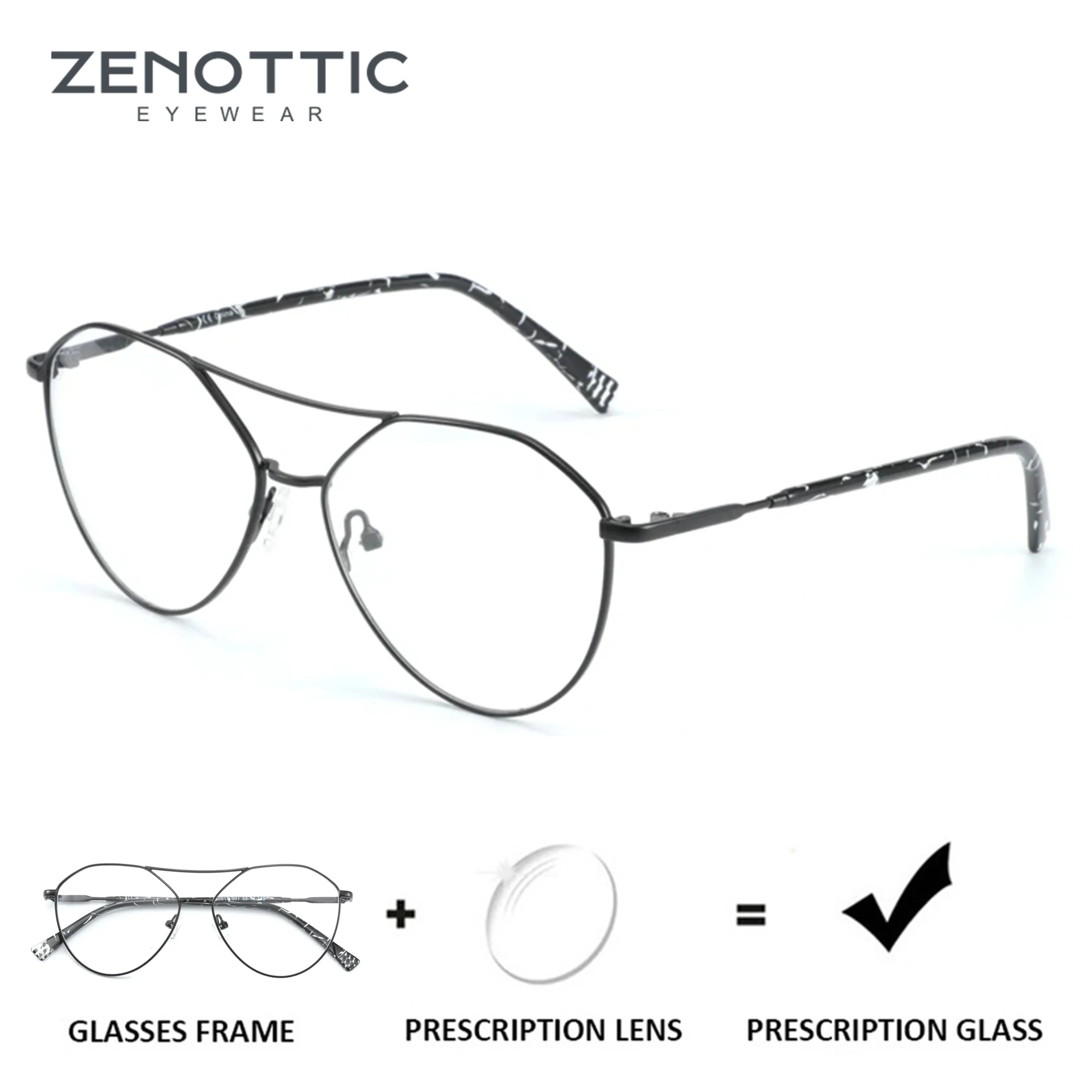 ZENOTTIC Pilot Prescription Progressive Glasses Men Anti Blue Light Photochromic Optical Eyewear Myopia/Reading Eyeglasses