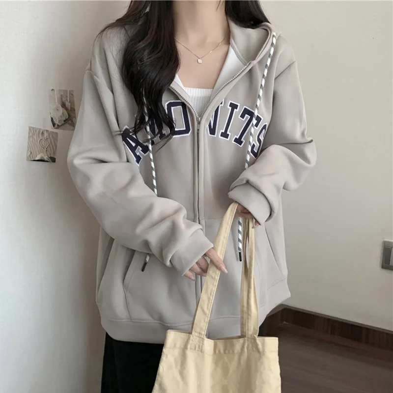 

American Loose Hoodie Women's Korean Version Versatile Spring and Autumn Thin Style Oversized Student with Jacket Top