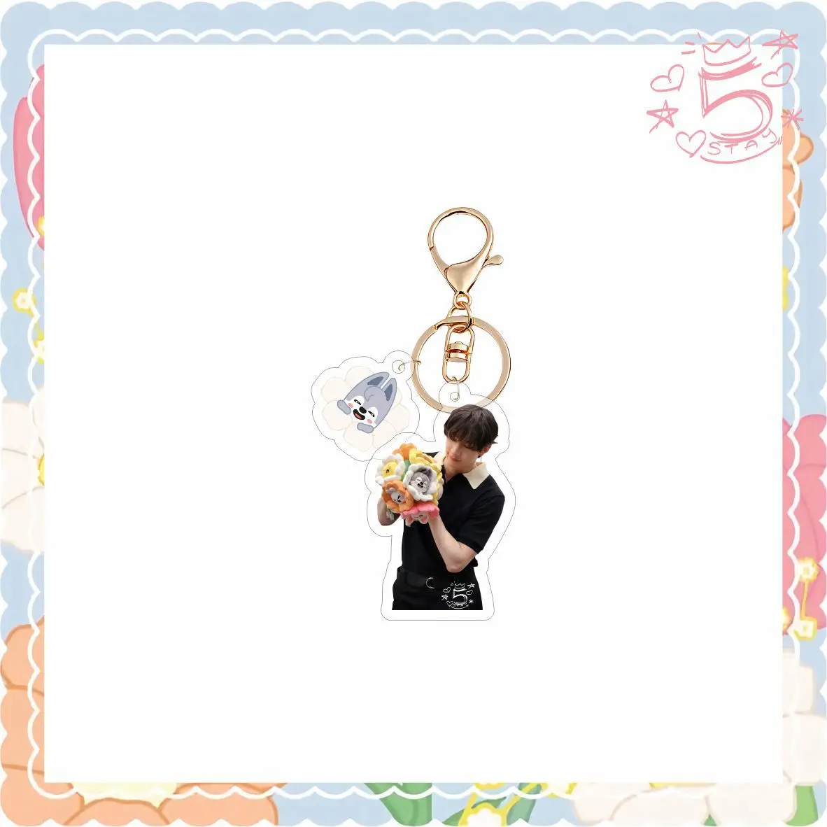 SKZOO الكرتون الاكريليك إطار بطاقة المفاتيح Straykids المفاتيح أصدقاء بنين بنات/أطفال هدية حقيبة سلسلة مفاتيح #6