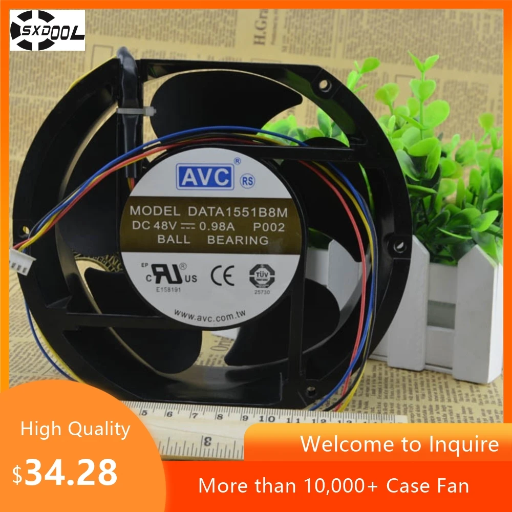 For AVC 17251 172mm DC 48V 0.98A Metal Fan DATA1551B8M for High-Airflow Cooling in Servers, Data Centers, and Workstations