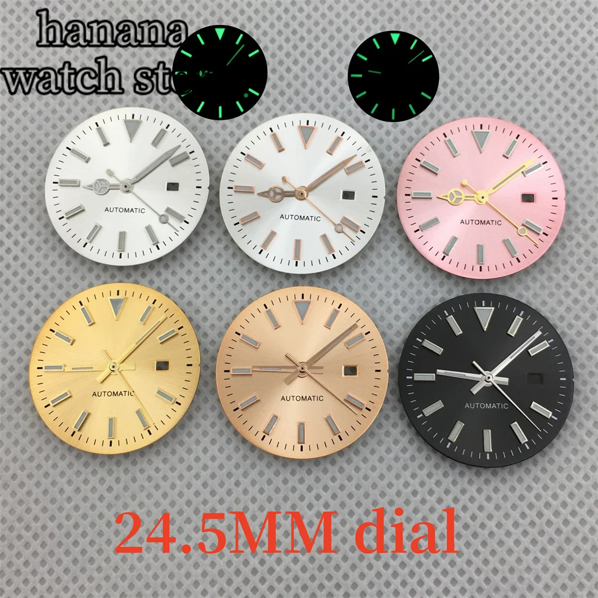 Ladies' Dial NH05 NH06 24.5 Sunburst Dial White Black Rose Gold Pink Luminous Dial with Hands