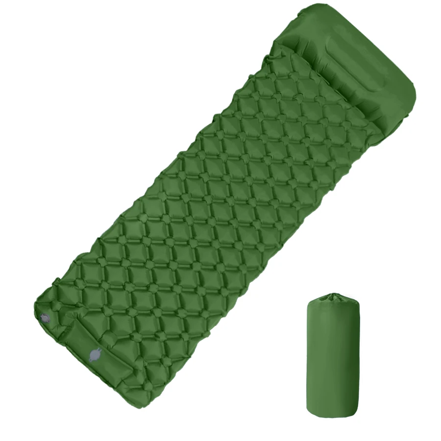 Outdoor Camping Opblaasbare Matras Slaapkussen Met Kussens Ultralichte Luchtmat Ingebouwd Inflator Pomp Wandelen