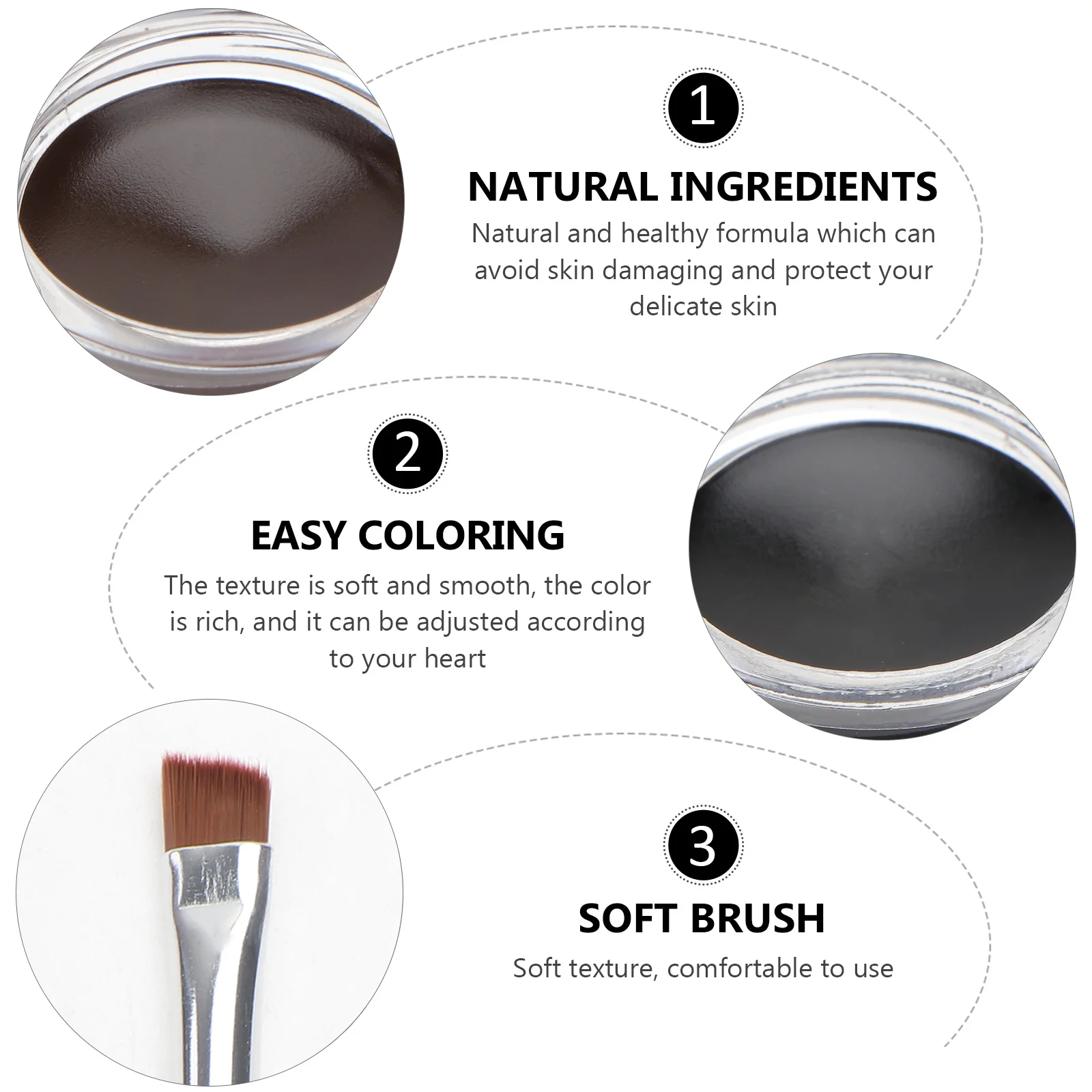 

2Pcs Professional Waterproof Eyeliner Gel with Brow Powder Smudge Proof Eye Shadow Cream for Intense Black Pigment