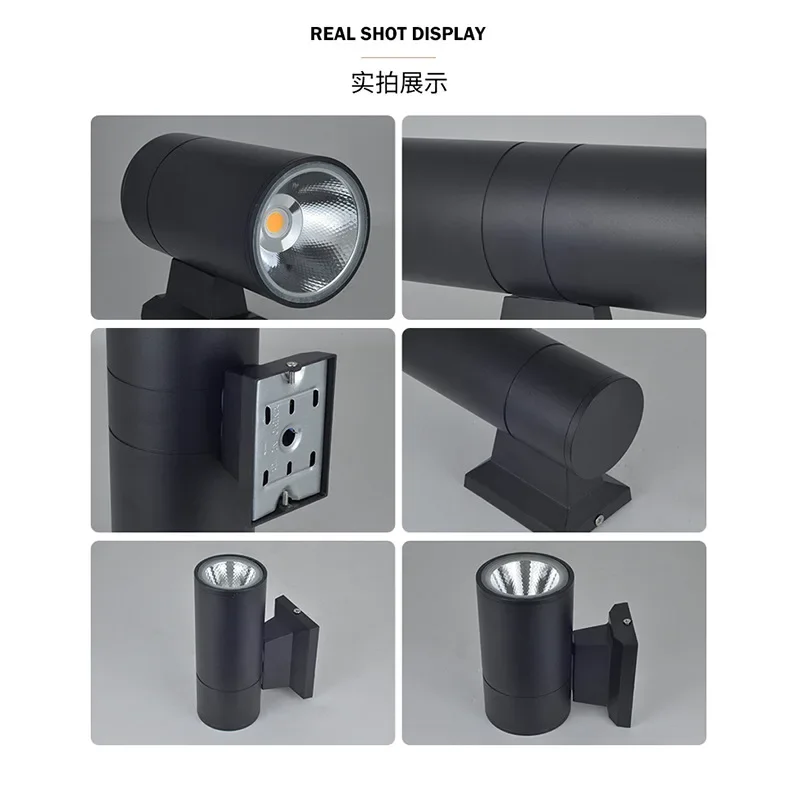 Preto cinza para cima para baixo luz de parede ao ar livre 6w 10 20 30 36 varanda jardim à prova dwaterproof água iluminação para casa ao ar livre corpo da lâmpada alumínio