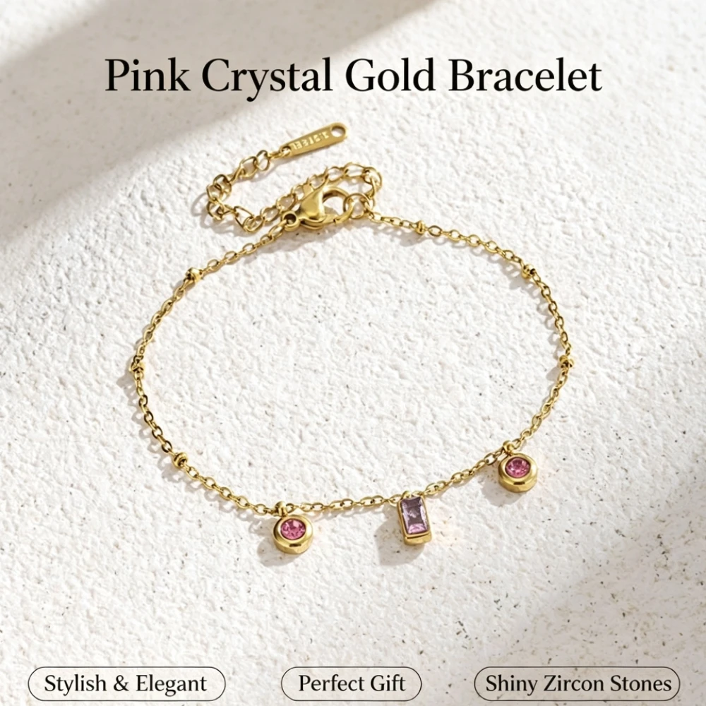Women's French Elegant Romantic Stainless Steel Bracelet, Color Preserving Zircon Inlaid Tassel Circle Hand Jewelry for Commute