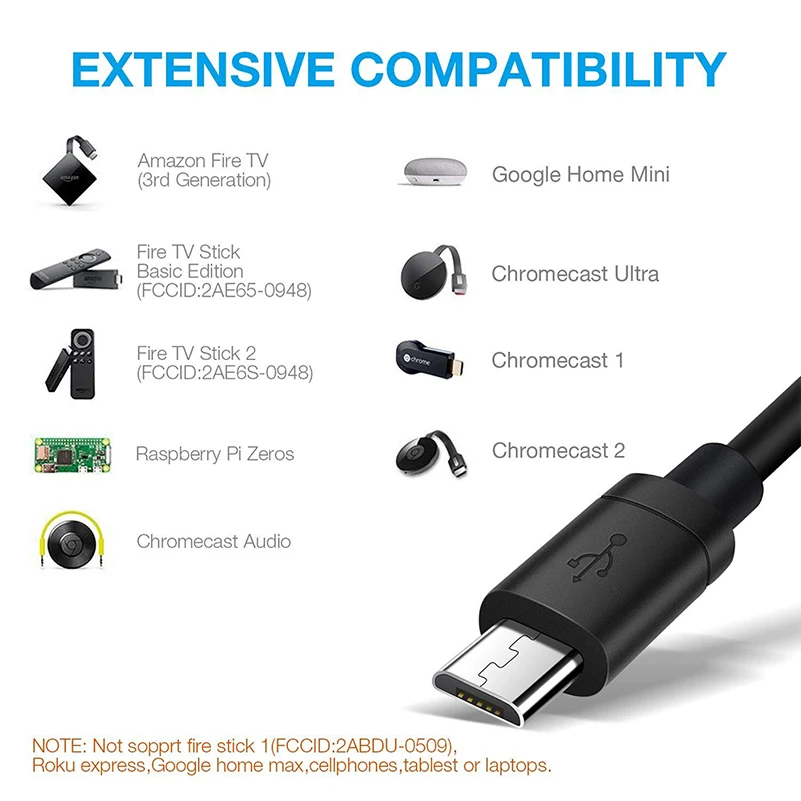 Adaptador de tarjeta de red Ethernet Micro USB a RJ45, 10/100Mbps, Para Fire TV Stick Chromecast Ultra Audio