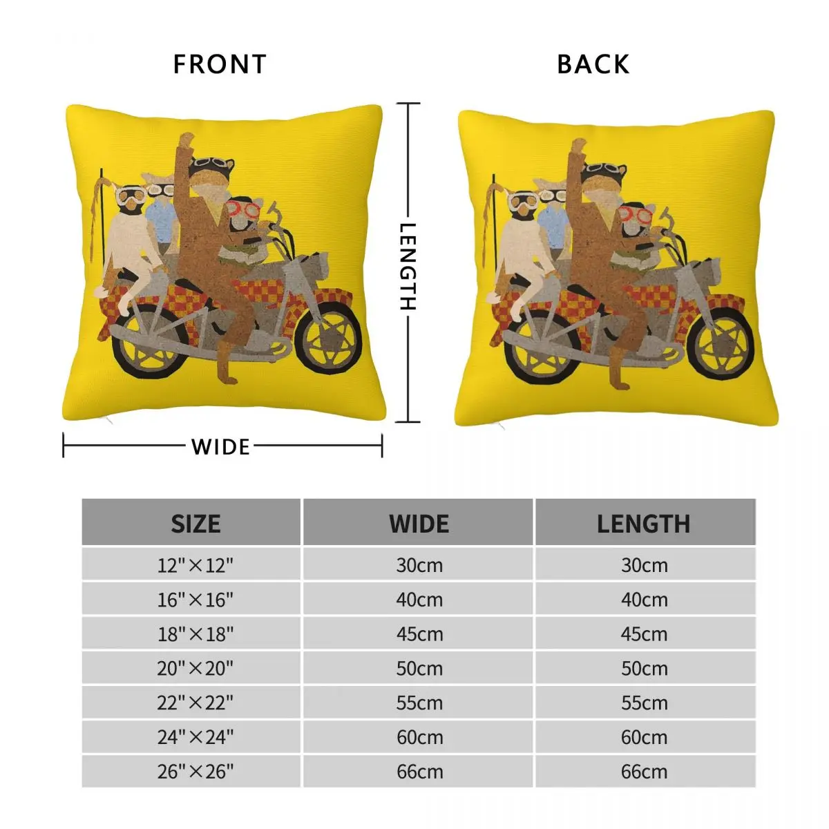 Fantastic Mr. Fox Motorcycle Square Pillowcase Polyester Linen Velvet Printed Zip Decor Pillow Case Sofa Seater Cushion Cover