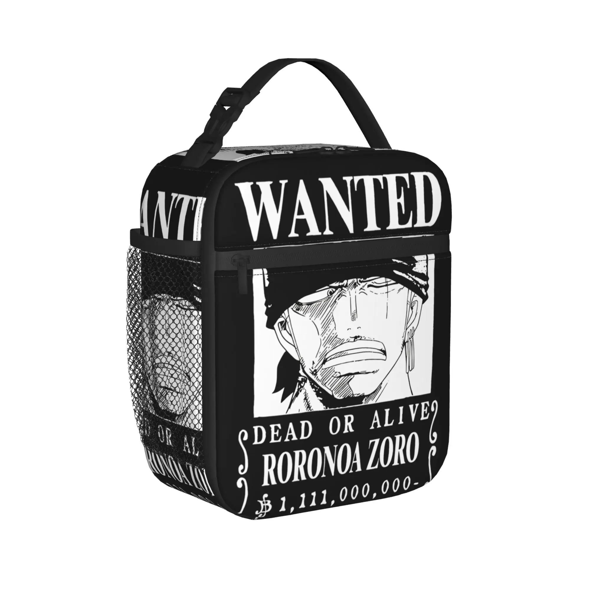 

Термосумка для обедов Zoro Wanted Luffy Anime, большая, изолированная, для еды, контейнер-холодильник, сумка-тоут для колледжа и путешествий