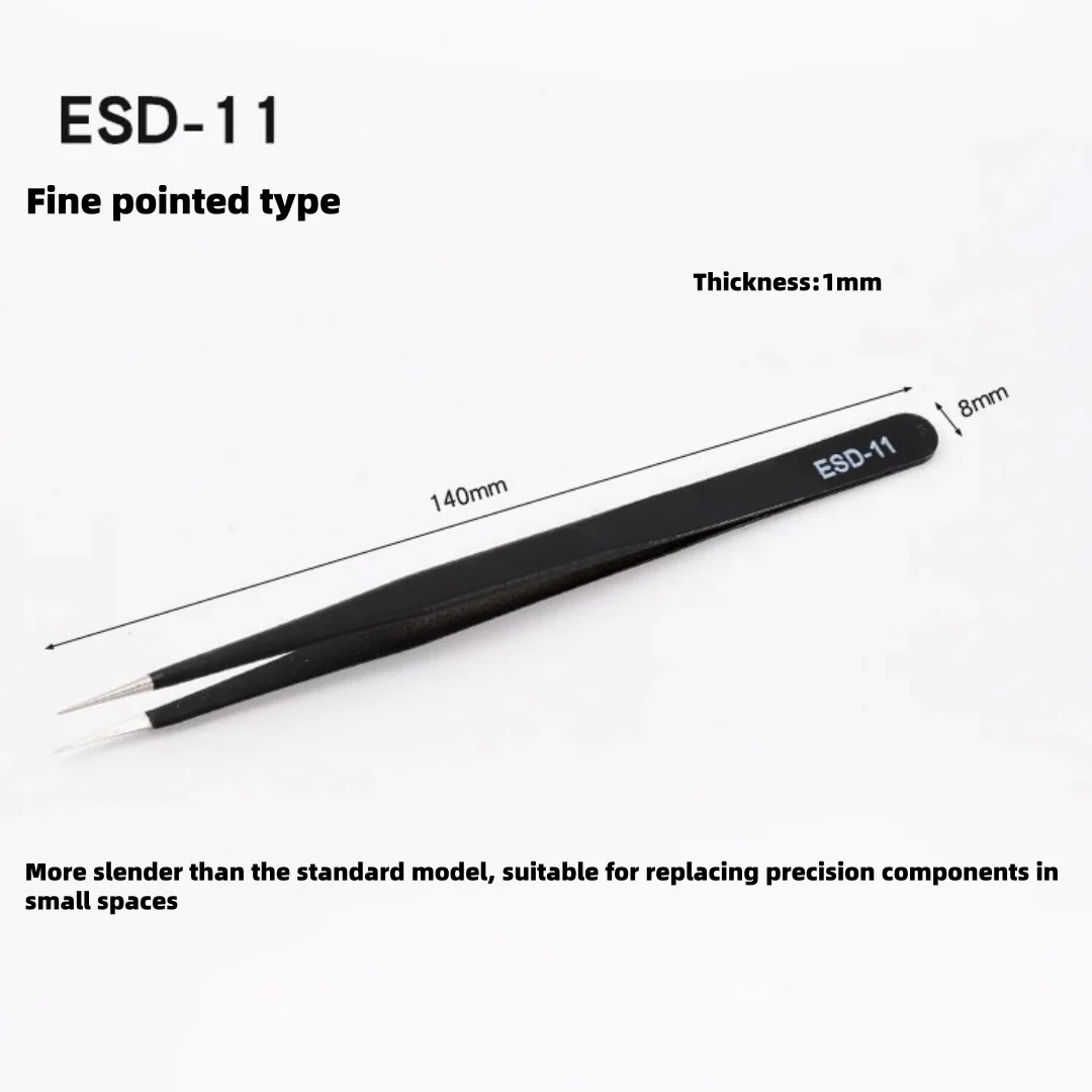 Stainless Steel Tweezers Set,Pointed,Elbow,Flat Head Tweezers Set Hand Tools Industrial Repair Tools Anti-static image 4