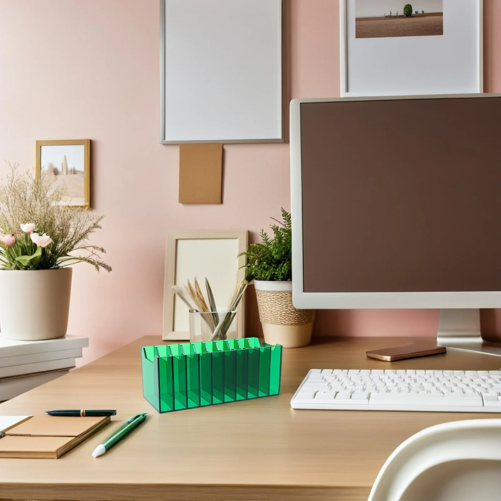 

Acrylic Cell Phone Holder Desktop Organizer Storage Box 10-Grid Green for Meeting Room Classroom Office Mobile Phone Storage