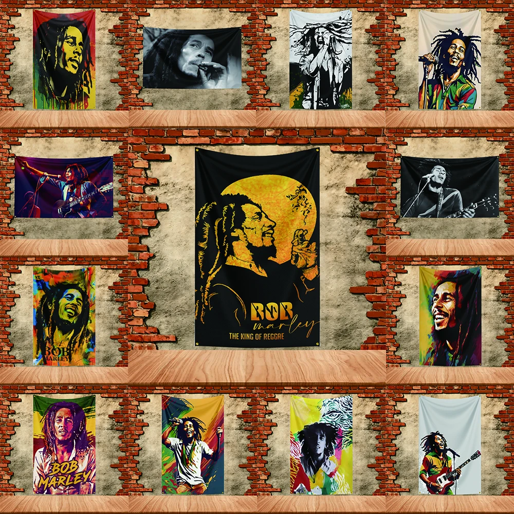 Music Band Flag 3x5ft for Bob Marley Fans Banner Custom any Image Garage Bedroom Living Room Dorm Wall Hanging Decor Tapestry